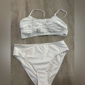 White Ruched Bikini Set